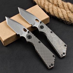 Strider High End Lc Cep Katlanır Bıçak D2 Taş yıkama Tanto Point Blade CNC Anodizasyon TC4 Titanyum Alaşım Tutamak Açık EDC Taktik Bıçaklar