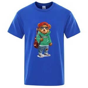 Ralph Polo Shirt dżentelmen Teddy Bear Singer Men T Shirts Print Summer Cotton Ralphs Laurence Man Ubranie Hip Hop Street krótkie rękawy Ralphs Laurence Polo 1134