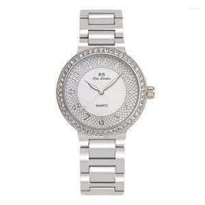 Нарученные часы BS прибытие женственных часов с варматическим бриллиантовым браслетом роскошные платья из нержавеющей стали.