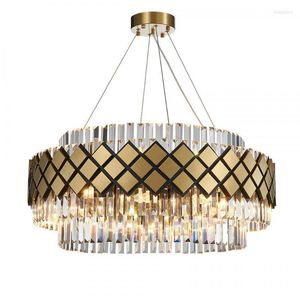 Lâmpadas pendentes Art Deco Moderno Lustre Cristal Claro Designer Led Ouro Iluminação Luster Suspensão Luminária Lampen Para Sala De Estar