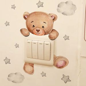 Cartoon Bär Stern Schalter Aufkleber Für Kind Baby Zimmer Schlafzimmer Dekoration Wandbild Selbst-klebe Wohnkultur Tapete Nette Wand abziehbilder