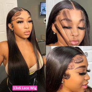 30Inch 13x6 Transparent Lace Front Human Hair Wigs Brazilian Straight 13x4 Lace Frontal Wig For Black Women Glueless Preplucked