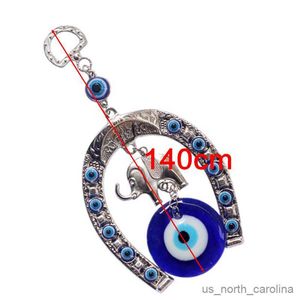 Dekoracje ogrodowe Niebieskie oko podkowy z wstążką słonia Amulet Enil Wiszą