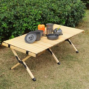 Camp Furniture Camping Folding Wooden Table-Portable Outdoor Picnic Table Suitable For Travel Garden Barbecue