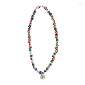 Choker D7WB Flower Glass Bead Chain Collana Fashion Jewelry Clavicola elegante