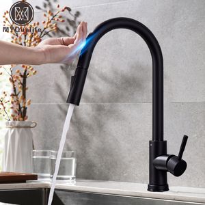 Bathroom Sink Faucets Pull Out Sensor Black Kitchen Faucet Sensitive Touch Control Faucet Mixer For Kitchen Touch Sensor Kitchen Mixer Tap 230612