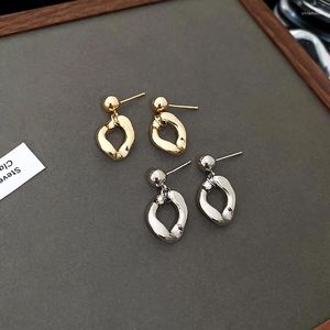 Dangle Earrings Trendy 14K Real Gold Plated Geometric Irregularity Drop For Women Girl Korean Fashion Jewelry S925 Silver Needle Gift