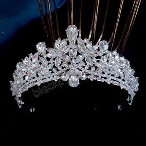 Braut Kopfbedeckung Luxus Hochzeitskleid Krone Tiara Frauen Mädchen Party Elegante Braut Kristall Krone Haarschmuck Schmuck