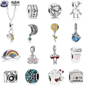 For pandora charms authentic 925 silver beads Dangle New Original Alloy Bead Holiday Travel Christmas Rainbow Bead