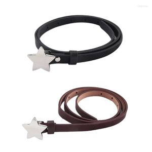 Cinture Cintura in vita per adulti in ecopelle di moda con cinturino regolabile con fibbia a forma di stella per donne che dimagriscono B85D