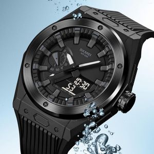 Wristwatches SKMEI Trend Pioneer Three Time Display Watch Hierarchy Dial LED Luminous Waterproof Casual Outdoor Sports Electronic 2103