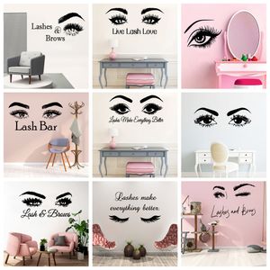 21 Style Beauty Salon Eyelash Art Vinyl Wall Sticker Decor för Salon Decor Girls Room Decoration Stickers Mural Wall Decals