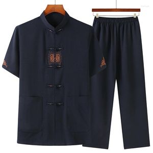エスニック服レトロオリエンタルタンスーツ中国スタイル刺繍ハンフプラスサイズコットンリネンラウンジウェアセットカジュアル