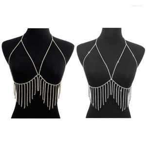 Riemen Vrouwen Sexy Strass Body Chain Bikini Bh Borst Beugel Vrouwelijke Zomer Strand Nachtclub Kwastje Sieraden