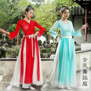 Etniska kläder Ancient Women Traditionell kinesisk Hanfu Summer Chiffon Stage Performance Costumes Outfit Fairy Princess Folk Dance Dress