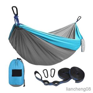 Hammocks Ultralight Outdoor Camping Hammock Sleep Swing Tree Bed Garden Backyard Möbler som hänger dubbel hängmatta Hangmat R230613