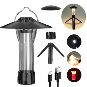 Flashlights Torches 3000mAh Camping Light With Magnetic Base Rechargeable Lantern Powerbank 5Modes Camp Supplies Hanging Tent Work Lamp