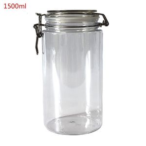 Storage Boxes Bins 4 Sizes Plastic Round Clip Top Jar With Airtight Seal Lid Kitchen Food Container Tableware Preserving Cosmetic Organizer 230613