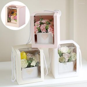 Gift Wrap Portable Transparent Flower Box Folding PVC Window Preserved Bouquet Packaging