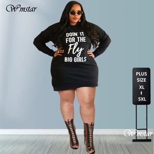 Plus Size Kleider Größe für Frauen Briefdruck Hoodie Lässiges lockeres Minikleid Trainingsanzüge Herbstkleidung Großhandel Drop 230613