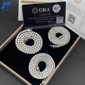 Prezzo all'ingrosso Pass Diamond Test 2mm 3mm 4mm 5mm 6.5mm Argento Moissanite Catena Donna Uomo Collana Moissanite Catena da tennis