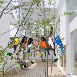 Dekoracje ogrodowe mini ptak szklany okno wiszące kolorowe ptaki wystrój akcesoria do wystroju mot r230613