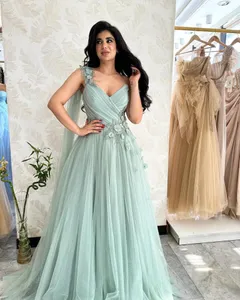 2023 ASO EBI SAGE A-LINE PROM DRESS LACE PEADE ENKTAG Formell parti andra mottagning födelsedag brudtären engagemang klänningar klänningar mantel de soiree zj368