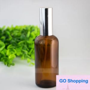USA Wholesale Amber Glass Perfume Bottles 100ml Empty Atomizer Makeup Spray Bottle 100 ml With Black Silver Gold Cap Free DHL