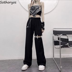 Capris Dark Academia Pants Women Tactical HOT SPRZEDAŻ S3XL SEXY HARAJUKU HOLLOW OUT WAGGY Black Bf Hot Sale Hip Hop High Tail Mantones