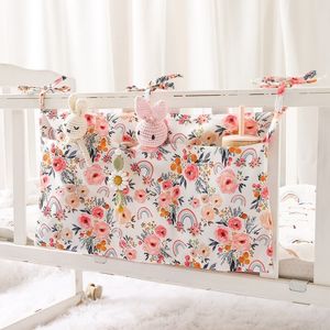 Bedding Sets Portable Baby Crib Storage Bag Floral Large Capacity Hanging Organizer Cotton Nursery Diaper For Essentials 230613