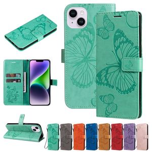 iPhone 15のPUレザーウォレットケースプラス14 Pro Max 13 12 11 XR XS X 8 7 6 SE2 34DESIGNS INPRINT FLOWER HINFOWER CATOON BUTTHOON CARTON CARTON CARTON SLOT HOLDER FLIP COVER Pouch