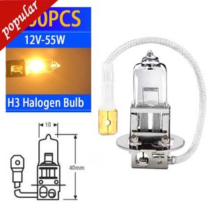 Nowy hurtowa 100pcs H3 55W 12V Halogen żarbówki źródło przezroczyste szklane przednie reflektor lampy sygnałowe lampy napędowe