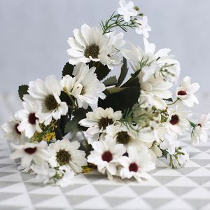 Dekoratif çiçekler yapay çiçek beyaz papatya buket diy ev bahçe partisi düğün dekorasyon zanaat sonbahar Noel sahte bitkiler