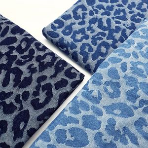 Kumaş Leopar Denim Baskı Moda İplik Boyalı Jakar Dikiş için Kalın Giysiler Mezuniyet Tasarımı Yarım Metre 230613