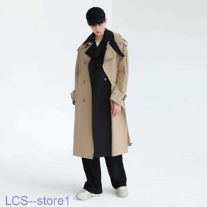 Men's Trench Coats 2022 Spring Autumn Long Jackets Male Double Breasted Windbreaker Men Loose Sleeve Overcoats C134