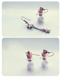 Stud Earrings Glass Bottle Vial Star Glitter Stars Jewelry Miniature Gift For Women