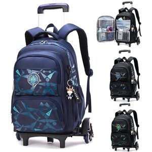 Backpacks Wheeled Waterproof Children Schoolbag Luggage Rolling Bags Large Capacity For Boys Kids Primary Travel bag Detachable 230613