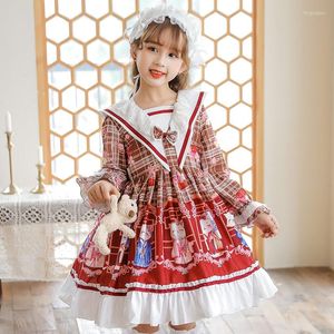 Girl Dresses 1 Year Baby Princess Lolita Dress Autumn Long Sleeve Ball Gown Printed Bow Gothic Vintage Vestidos Children Party Costume