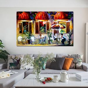 Pintura de parede em tela contemporânea Espresso Paris pintura de paisagem artesanal decoração de casa nova