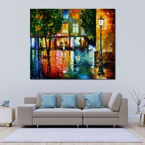 Abstract Landscape Canvas Art Bathroom Decor City Magic Handmade Oil Painting Modern