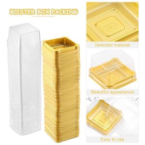 Present Wrap Upkoch 50st Plastic Square Moon Cake Boxar Egg Yolk Puff Container Golden Packing Box Square Blister Egg Yolk Pastry Box 230613