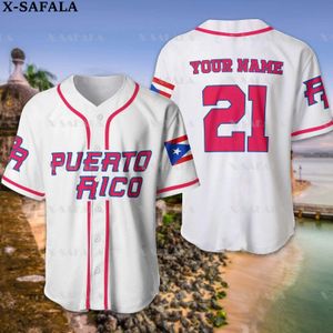 Mäns casual skjortor Anpassade namn Puerto Rico Love Country Flag 3D Tryckt baseballtröja Summer Shirt Men's Tops Tee Overdized Streetwear-1 230613