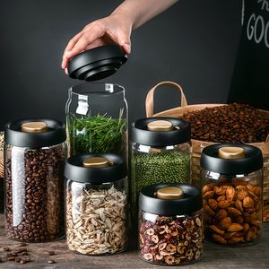 Förvaringslådor fack vakuum kaffebönor flaskor kreativa förseglade glasflasktank matkorn container kan murare burk transparent 230613