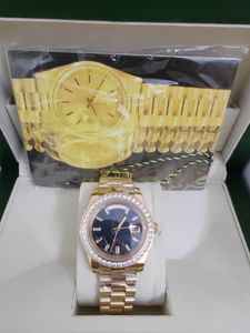 Com caixa original relógios de luxo 41mm masculino 18k amarelo rosa ouro mostrador preto maior diamante automático moda marca relógio masculino relógio de pulso 2813