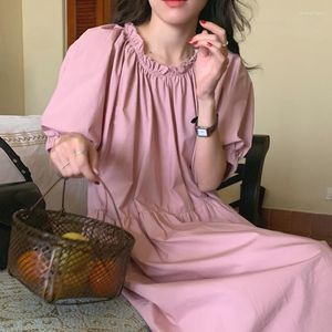 Party Dresses Summer 2023 Women Fashion Korean Clothing Robe Elegant Pink Kawaii Dress For Pregnant Tie Back Loose Cake