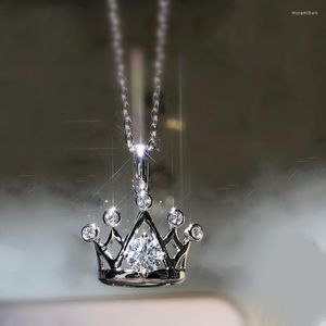 Chains WUKALO Romantic Crown Pendant Necklace Wedding Engagement Accessories For Women Silver Color Exquisite Gift Statement Jewelry