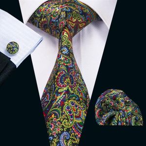 Mode mens nyhet slipsar svart röd mix färg blommig tryckt affär bröllop slips set inkluderar slips manschettknappar hankerchief n12275290t