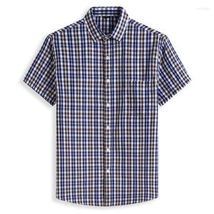 Erkekler Sıradan Gömlek Erkekler Yaz 2023 Moda Kimya Homme Mens Damalı Kısa Kollu Gömlek Bluz 8xl Kırmızı Mavi Ekose