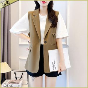 Gilet da donna A288 Stile coreano Office Lady Tinta unita Casual Abiti larghi Gilet Donna Scollo a V Gilet senza maniche Donna Simple Chic Basic