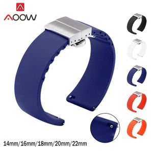 Watch Bands 14mm 16mm 18mm 20mm 22mm 24 Soft Silicone Quick Release Watchband High Quality Butterfly Buckle Bracelet Band Strap Accessories 230613